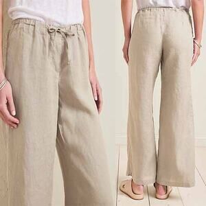 NWT Cp Shades Jenn Linen Straight Leg Elastic Waist Drawstring Pants Brown